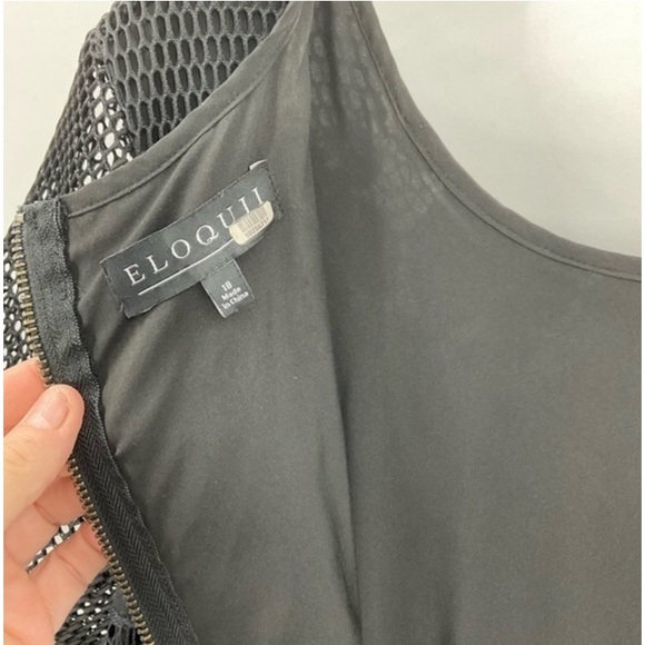 Eloquii Black, Mesh and Lace, Fit & Flare Dress - Picture 10 of 12